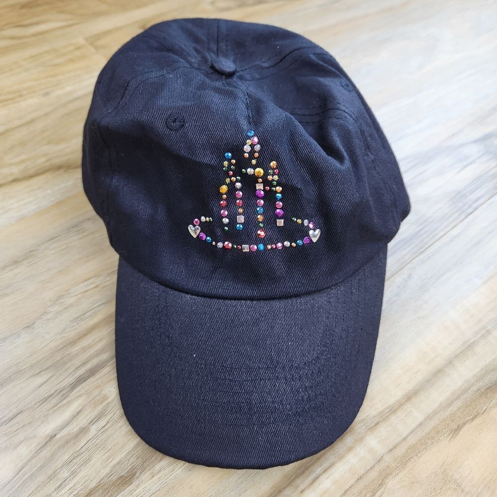 💜NWOT PartyLite Black Bejeweled Logo Adjustable Baseball Hat